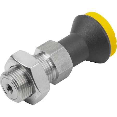 Kipp Operating Handle Wo. Groove, W. Mushroom Knob, Size:4, D1=M20X1, 5, L=73, Form:B W Locknut, Stainless K1502.124207